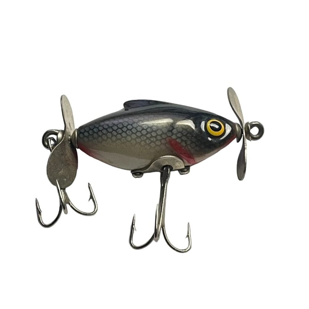 Vintage Midget Torpedo Bomber Fishing Lure Dual Treble Hooks Cranbait Spinner u